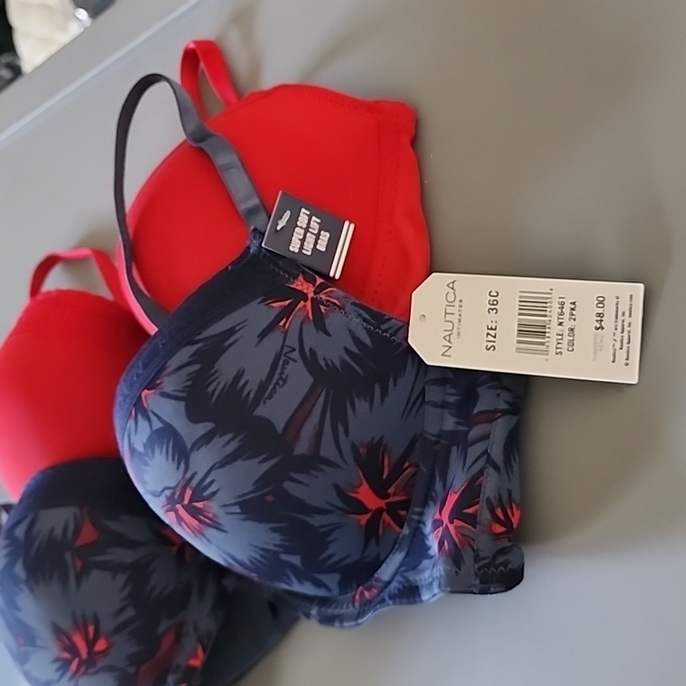 Red Blue Flower Light Lift Bras NWT
